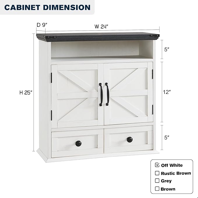 ACCOHOHO Bathroom Wall Cabinet, Farmhouse 24" Wide Medicine Cabinet - Image 2