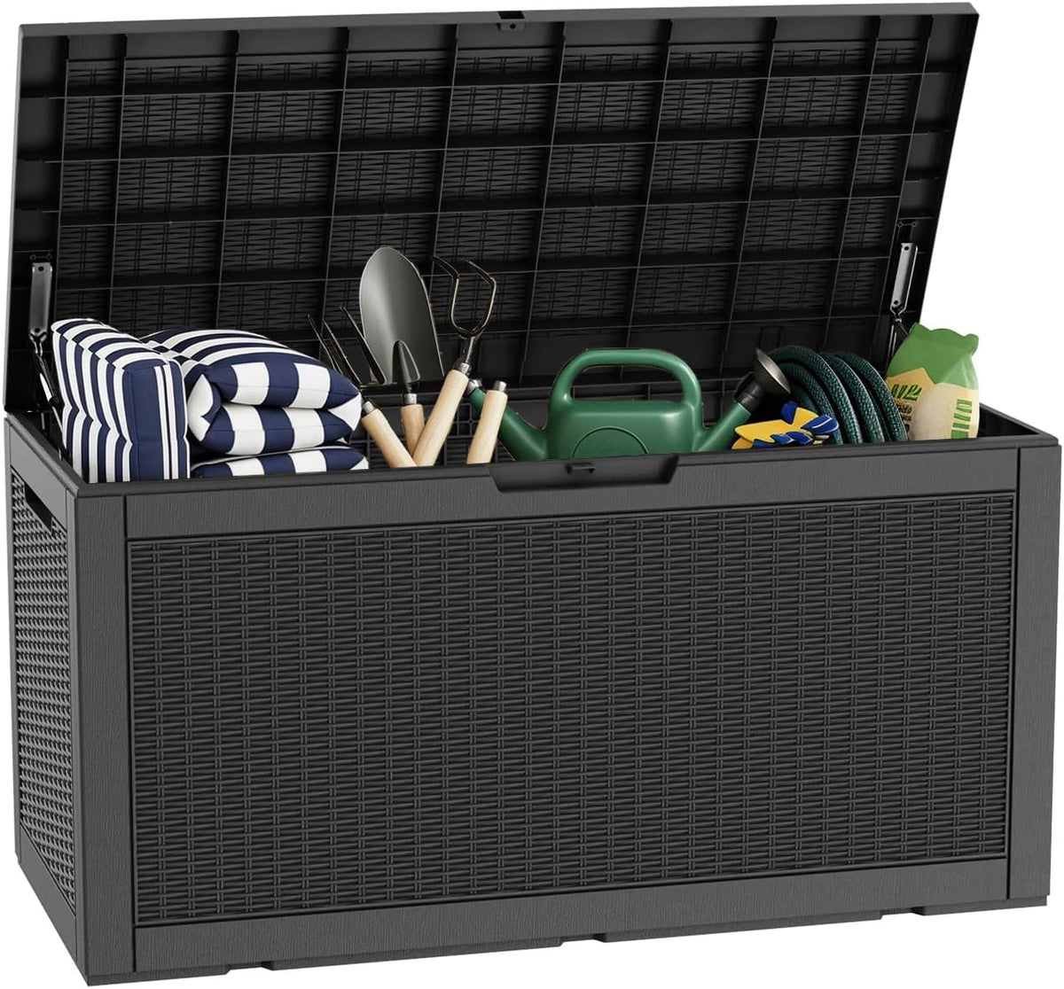 100 gallon deck box, waterproof resin rattan outdoor, main product view