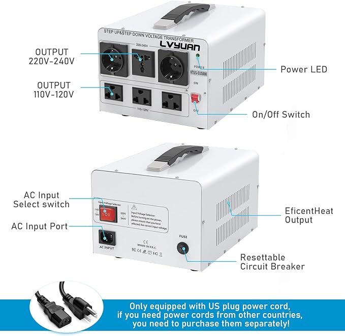 LVYUAN Heavy Duty 5000W Watt Voltage Transformer Converter Step Up/Down - Image 2