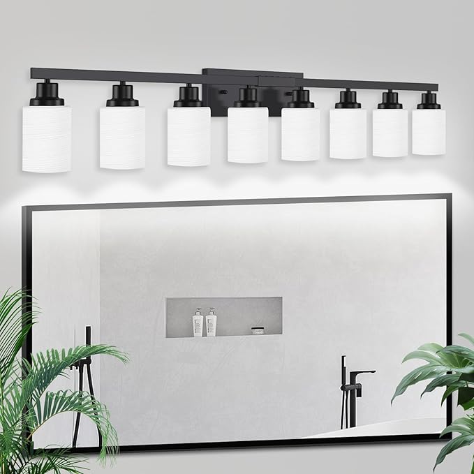 DIKAIDA 8-Light Bathroom Light Fixtures Over Mirror, 52inch Modern Matte Black - Image 8