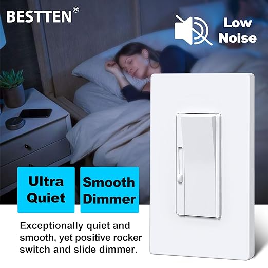 BESTTEN Super Slim Dimmer Light Switch, Quiet Rocker, Max 300W LED, 600W - Image 4