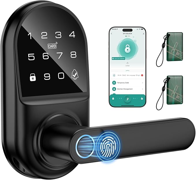 Smart keypad Door Lock with Handle，Fingerprint Keyless Entry Digital Lock with by Unknown