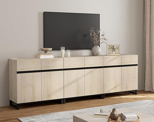 WAMPAT Modern TV Stand for TVs Up to 110 Inch, 3 in 1 Wood Entertainment Center by WAMPAT