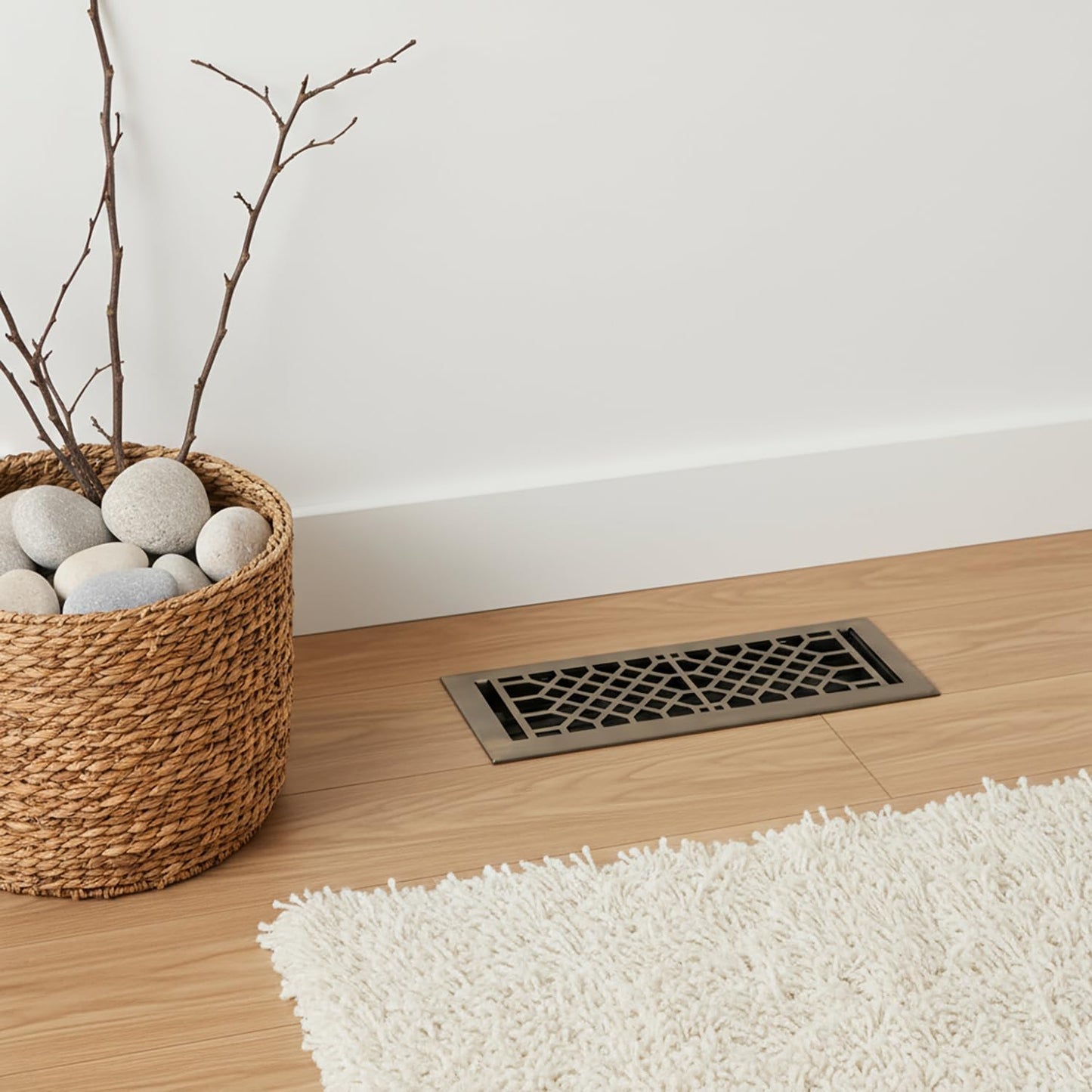 Empire Register Co Vent Cover - 4x12 Inches Floor Registers Air Vent Covers for Home Floor, Heavy Duty Walkable Antique Style Design Brass Finish Air Vents with Metal Damper Attached, HVAC Vent Covers