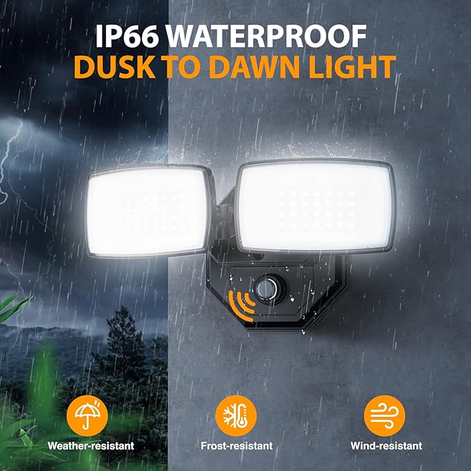 Onforu 32w 3200LM Dusk to Dawn Outdoor Lighting, 6500K Dual-Head Flood Light - Image 3