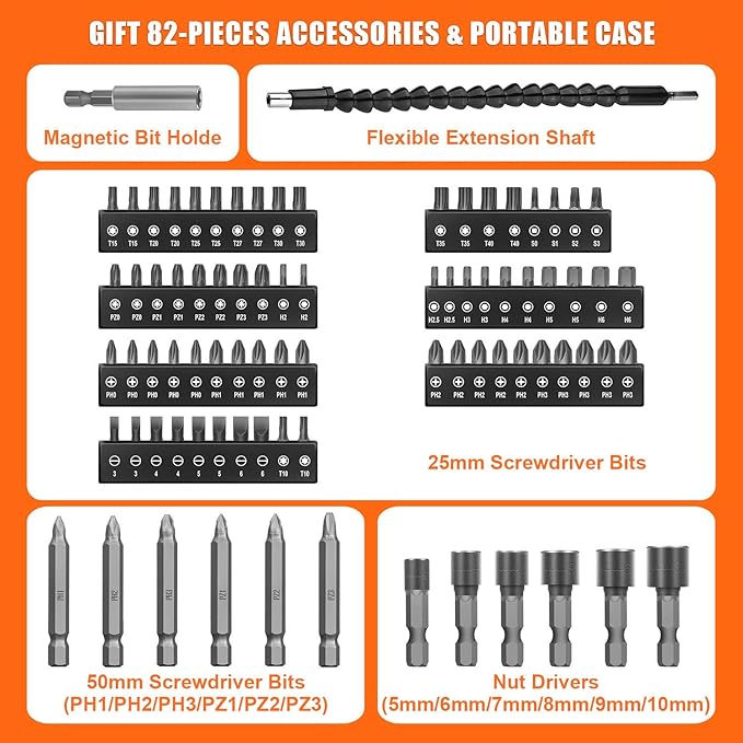 ENERTWIST Cordless Screwdriver, 8V Max 10Nm Electric Screwdriver Rechargeable - Image 6