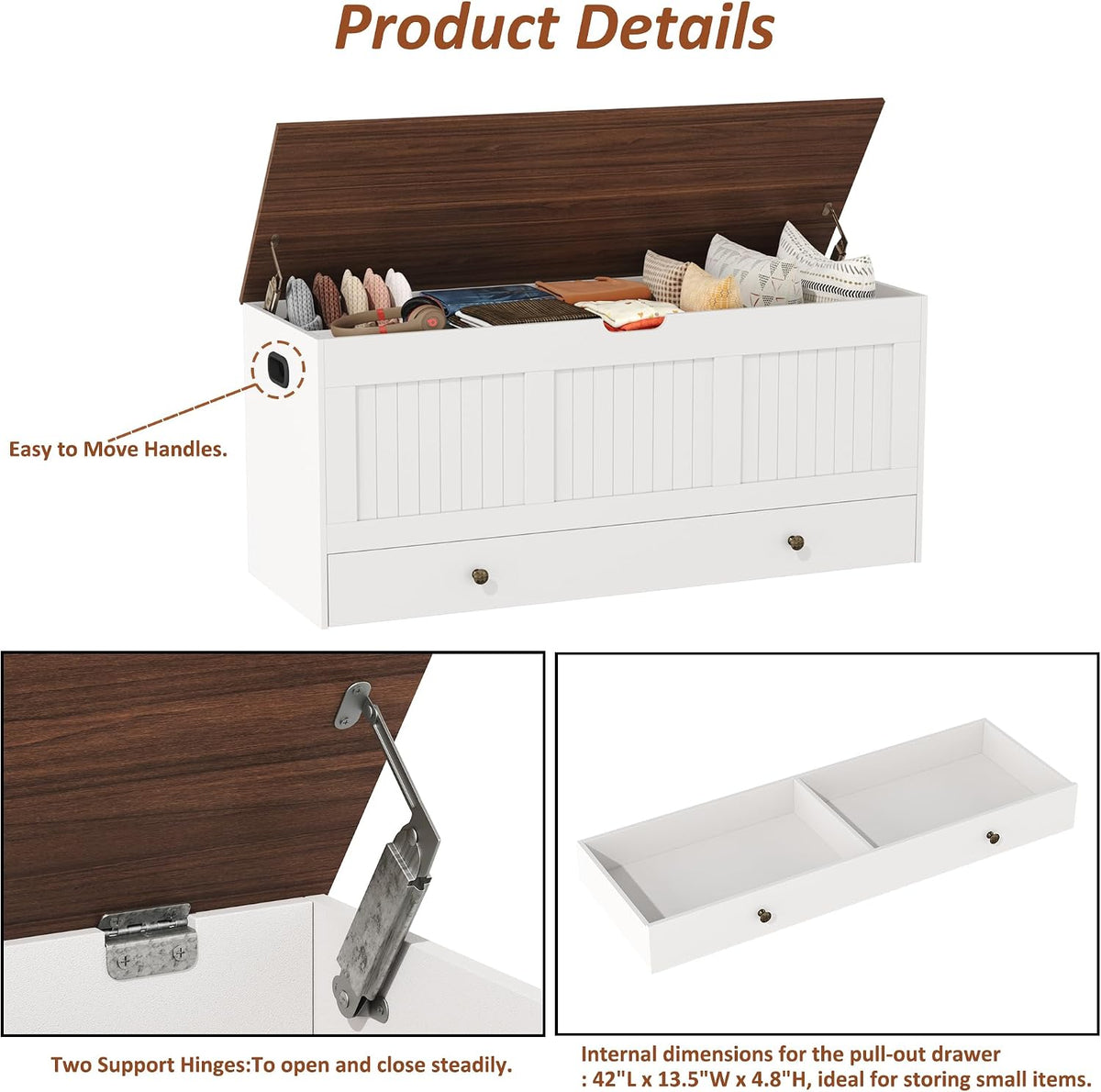 homefort 44.3" storage chest with 2 drawers, retro on a desk or shelf
