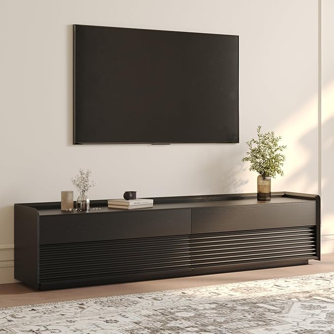 POVISON Fully-Assembled Mid Century Modern TV Stand, 78.74" Wood Media Console by POVISON