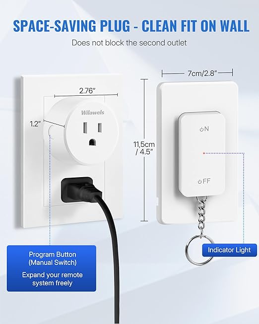 WILAWELS Remote Control Outlet Wireless Wall Mounted Light Switch, Wireless On - Image 6