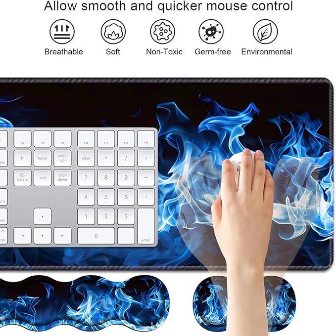 4 in 1 Ergonomic Keyboard Wrist Rest & Mouse Pad Wrist Rest Set, Large XXL - Image 3
