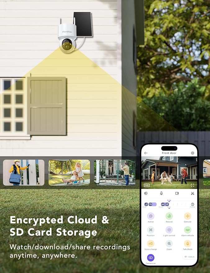 FAMVIVA 2K Solar Security Cameras Wireless Outdoor, 360°PTZ Battery Powered - Image 5