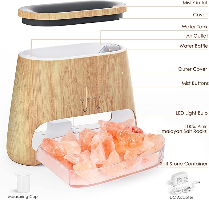 SALKING 2-in-1 Ultrasonic Essential Oil Diffuser & Himalayan Salt Lamp - Image 7