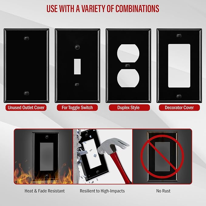 ENERLITES Decorator Switch Metal Wall Plate, Outlet Cover, Corrosion Resistant - Image 6