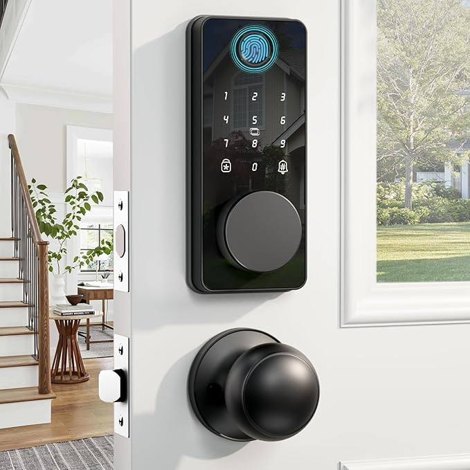 Keyless Entry Door Lock with 2 Knobs, Biquole Fingerprint Keypad Deadbolt by Biquole