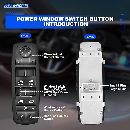 JALIAMTE 68086693AC Master Power Window Switch, Window Control Switch 8+3 Pins - Image 2