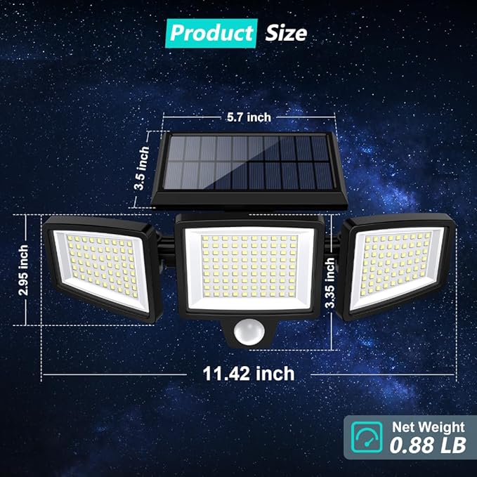 Tuffenough Solar Outdoor Lights 2500LM 210 LED Security Lights - Image 3