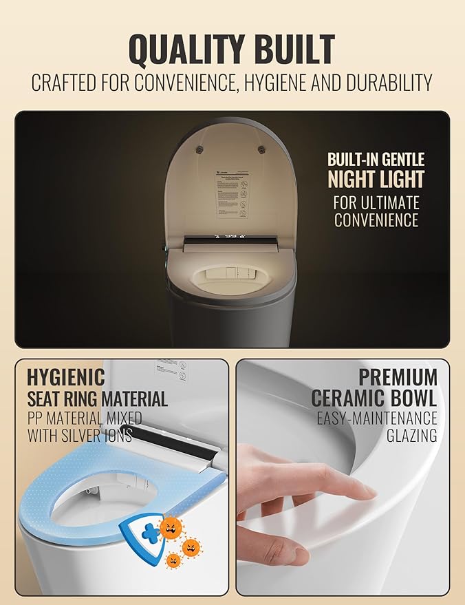 Luoware Smart Toilet with Bidet Built in, Luxury One Piece Elongated Bidet - Image 8