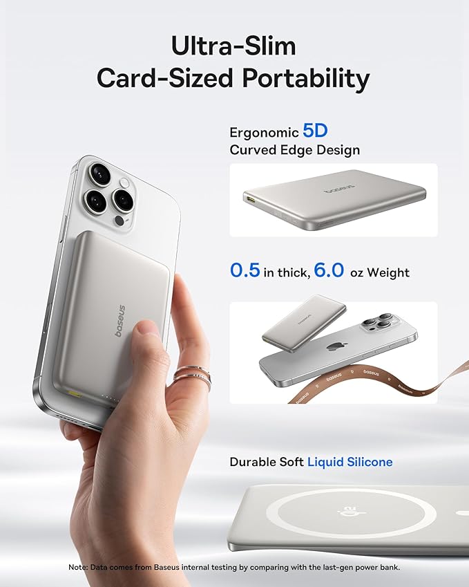 Baseus Picogo Magsafe Portable Charger, Qi2 Certified 0.5" Ultra Slim 15W - Image 2