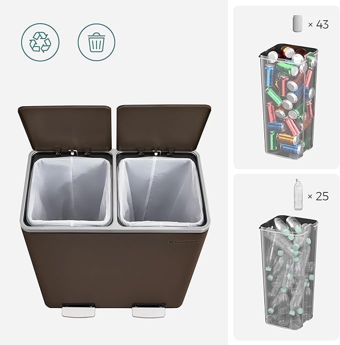 SONGMICS Trash Can, 2 x 8 Gallon Garbage Can - Image 7
