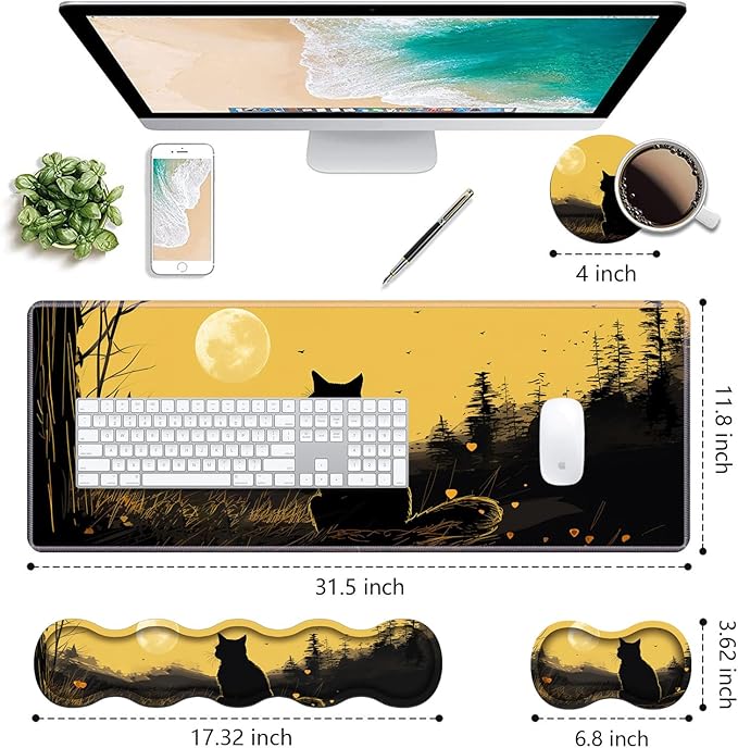 Ergonomic Keyboard Wrist Rest & Mouse Pad Wrist Rest Set, Large XXL Gaming Desk - Image 2