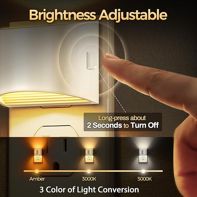 DORESshop LED Night Light, 3 Level Brightness Adjustable Plug in Night Light - Image 2