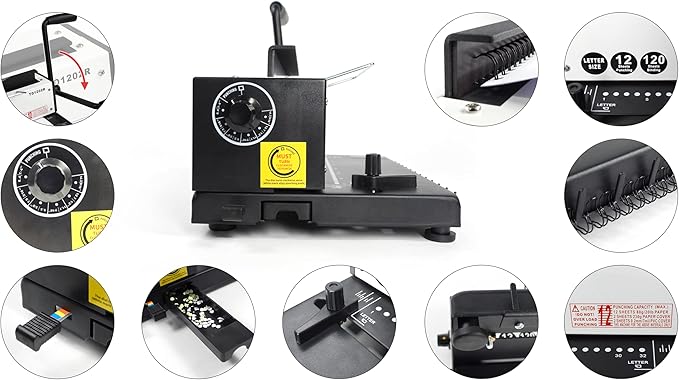 Rayson TD1202R Wire Binding Machine, 3:1 Pitch Round Hole Coil Binder Hole Punch - Image 2