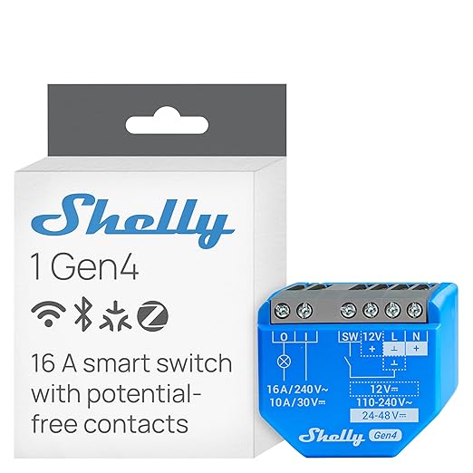 Shelly 1 Gen4 | Wi-Fi, Zigbee & Matter Smart Relay Switch by Shelly