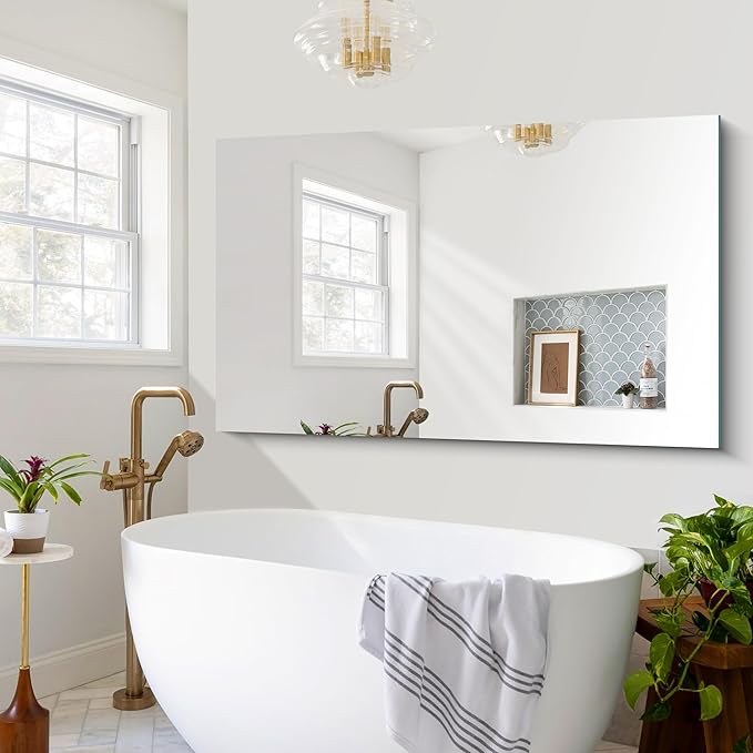 CILIBER Frameless Mirror, 60x36 Large Bathroom Mirrors - Image 7