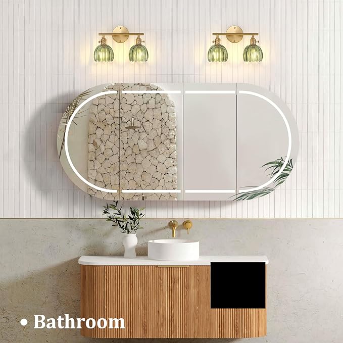 Shenmoyl Bathroom Light Fixtures, 2-Light Brass Vanity Wall Light Over Mirror - Image 9