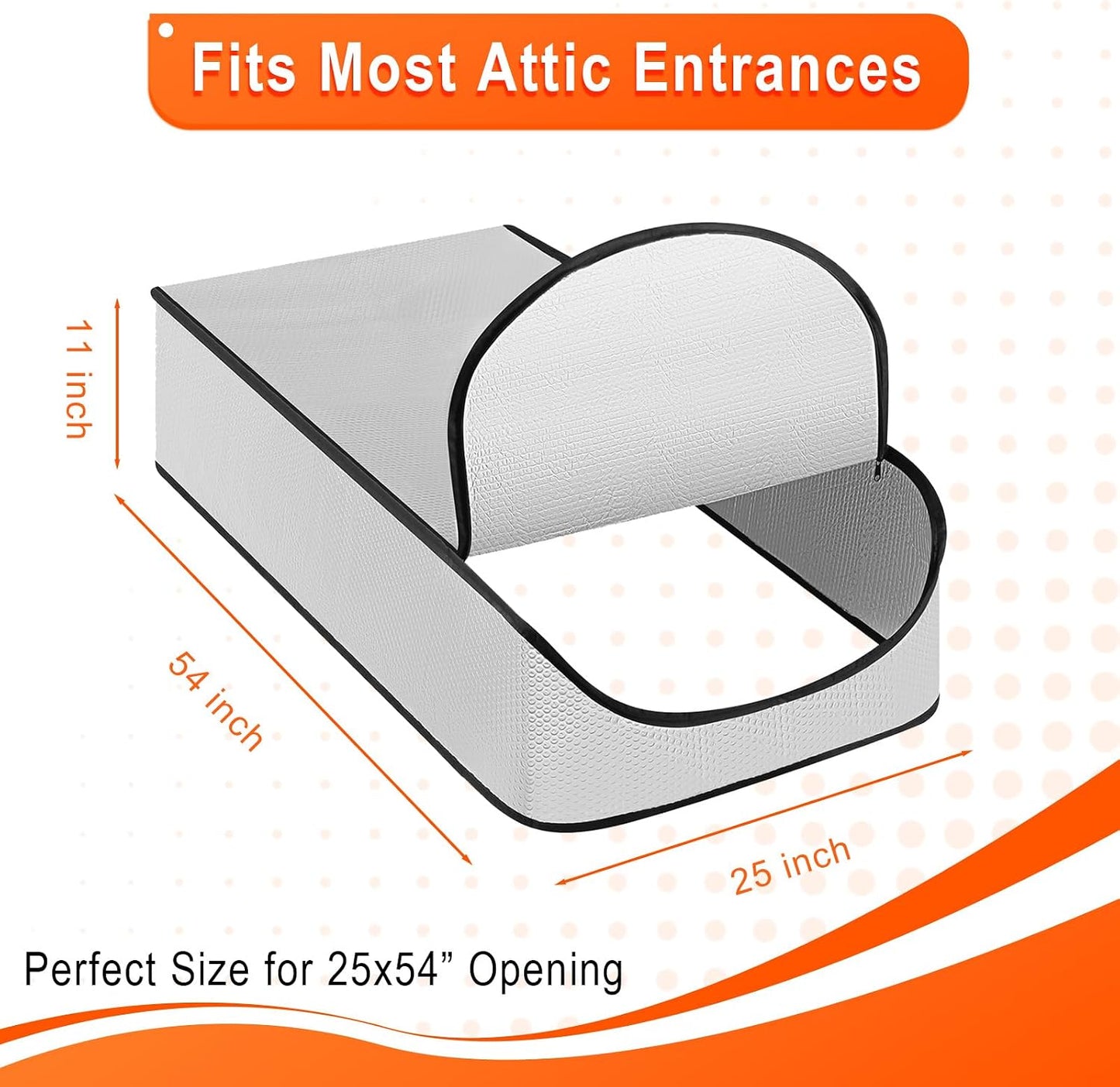 Attic Door Insulation Cover – Reflective Pull Down Tent with Zipper, 25” x 54” x 11” for Attic Stairway & Ladder, Energy-Efficient Heat Barrier & Dust Protection