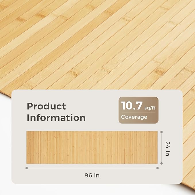 OUZUGIE 1 Pack 96x24 Inch Natural Bamboo Wall Panel – Carbonized Pole Wrap - Image 2