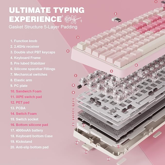 YUNZII B75 PRO Wireless Mechanical Keyboard, 75% Layout - Image 4