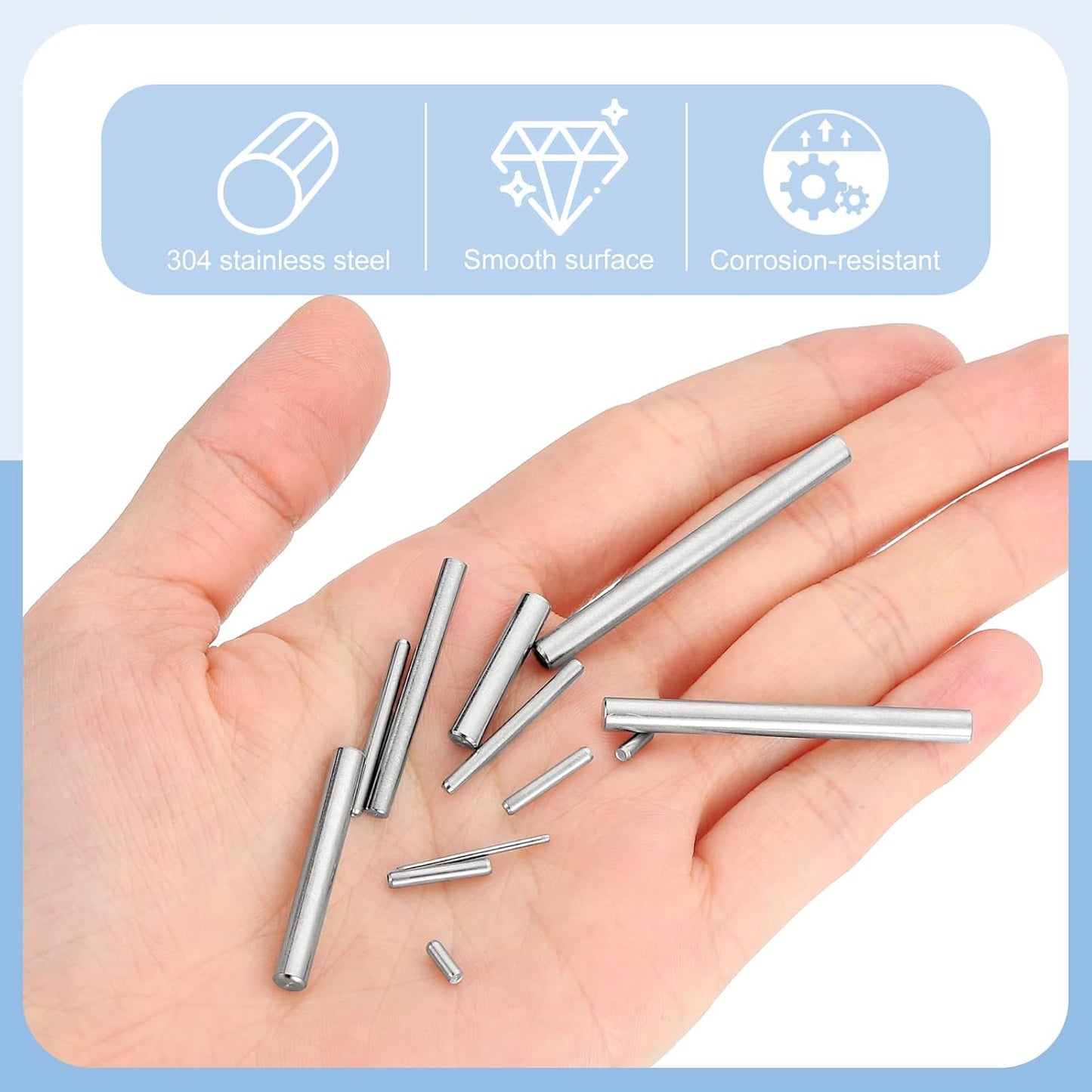 MECCANIXITY 110Pcs Dowel Pin 1mm x 25mm Shelf Support Pin 304 Stainless Steel Shelf Pegs for Shelves Cabinets Furniture Nickel Plated, Silver Tone Plated, Silver Tone