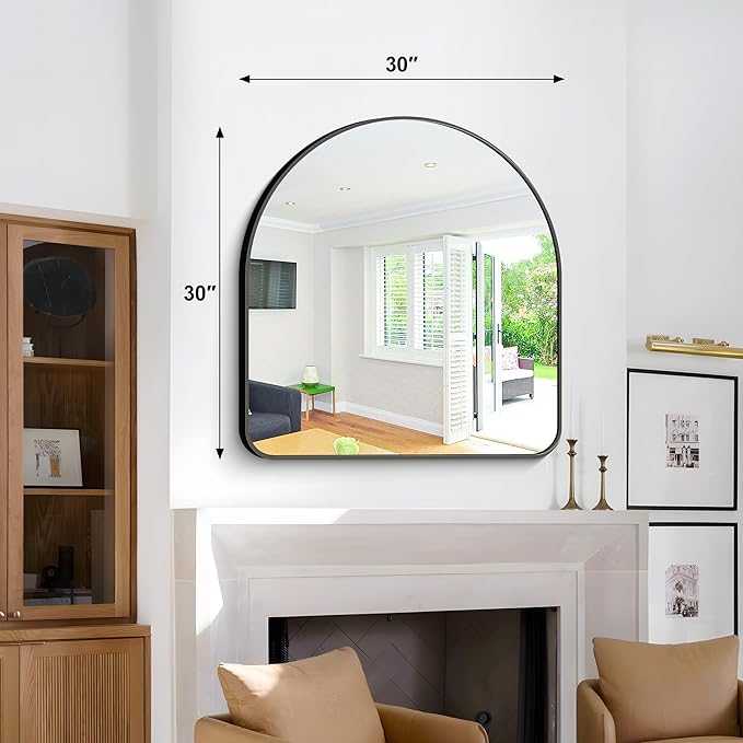 Arched Bathroom Mirror, Wall Mounted Mirror, Vanity Wall Mirror Metal Frame - Image 2