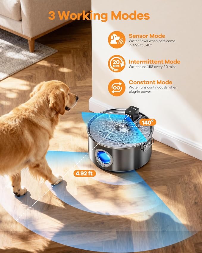 12L/ 3.4Gal Wireless Automatic Dog Water Fountain - Image 4