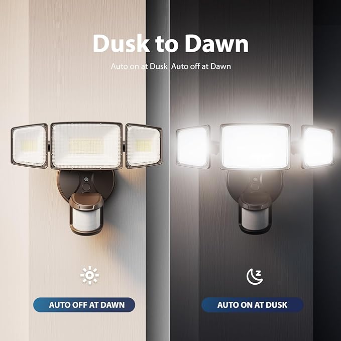 Onforu 100W LED Motion Sensor Outdoor Lights, Dusk to Dawn Flood Light Outdoor - Image 6