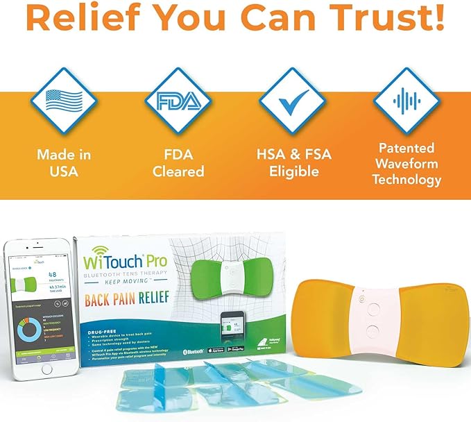 WiTouch Pro TENS Unit for Back Pain Relief & Recovery, Wearable Muscle - Image 2