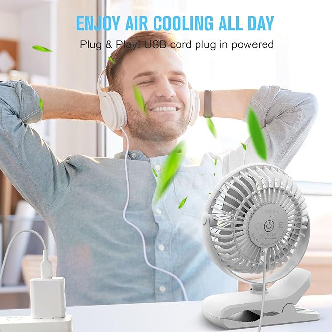 BESKAR Clip on Fan, 360° Rotation Quiet Stroller Fans - Image 7