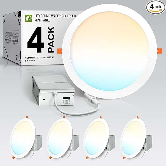 ASD 4 Pack 11/12 Inch LED Recessed Lighting 24W, 5 CCT 2700K-5000K CRI90+ by ASDLightingCorporation