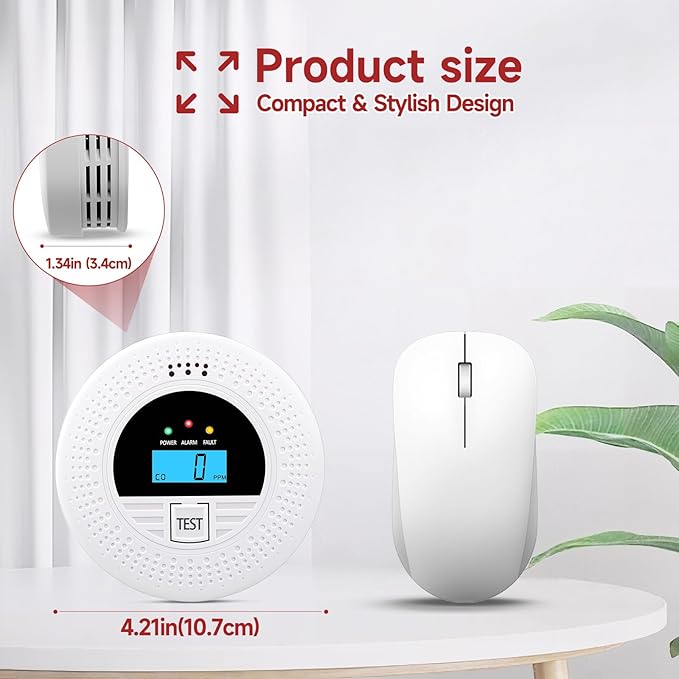 1-Pack Interconnected Smoke and Carbon Monoxide Detector, Test Button & - Image 6