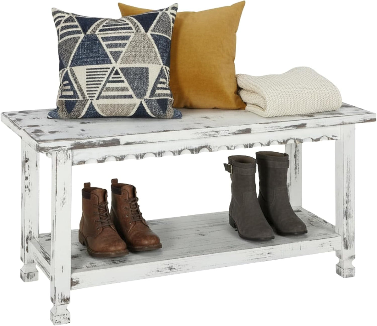 country cottage 36-inch farmhouse entryway bench with storage, main product view