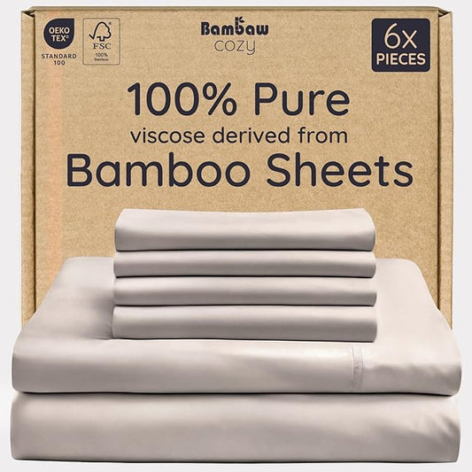 Bambaw 100% Viscose Derived from Bamboo Sheets Queen Size Set – 6pcs Cooling by Bambaw