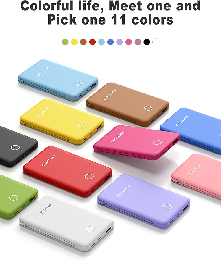 miisso 6000mah Ultra Slim Built in Cables Power Bank, Card Size Built in USB C - Image 9