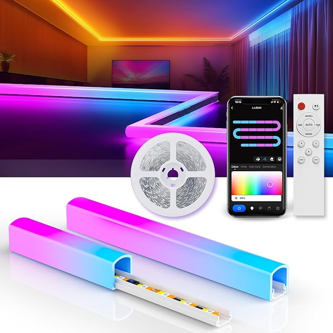 Smart LED Strip Lights with Covers 16.4ft, ‎RGB+WW+CW Strip Light Compatible by GraceHomeSmart