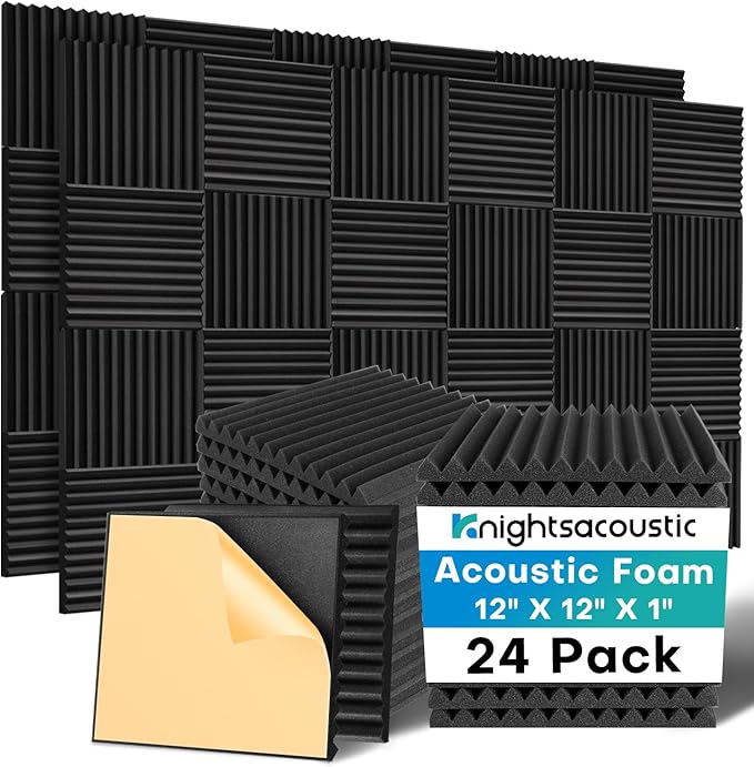 Knightsacoustic 24 Pack Sound Proof Foam Panels by Knightsacoustic