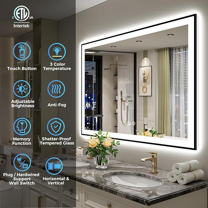 YEELAIT 55x36 Inch LED Bathroom Mirror - Image 2