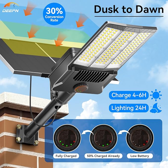 Deepn Solar Street Light 12000W Aluminum Commercial Grade Solar Parking Lot - Image 4