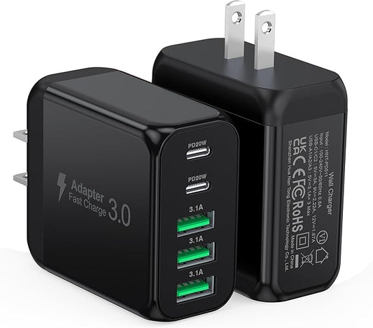 60W USB C Wall Charger Block, 5-Port C Charger Fast Charging Block PD Power by CSODINCE