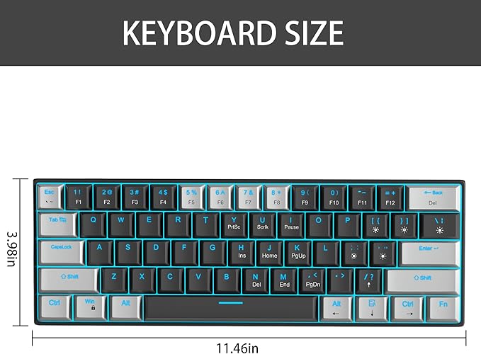 Camiysn 60% Mechanical Gaming Keyboard, Mixed Color Keycaps Gaming Keyboard - Image 8
