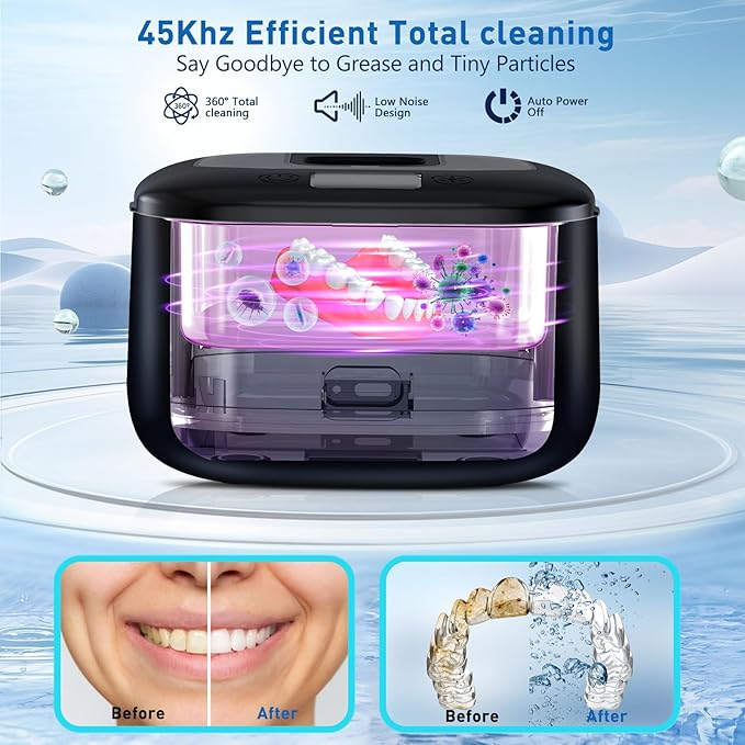 Ultrasonic Retainer Cleaner, Upgraded Wireless Professional Sonic Dental - Image 4